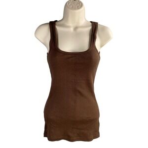 Vintage‎ Y2k Old Navy Tank Top XS Brown Ribbed Basic Preppy Elena Bella